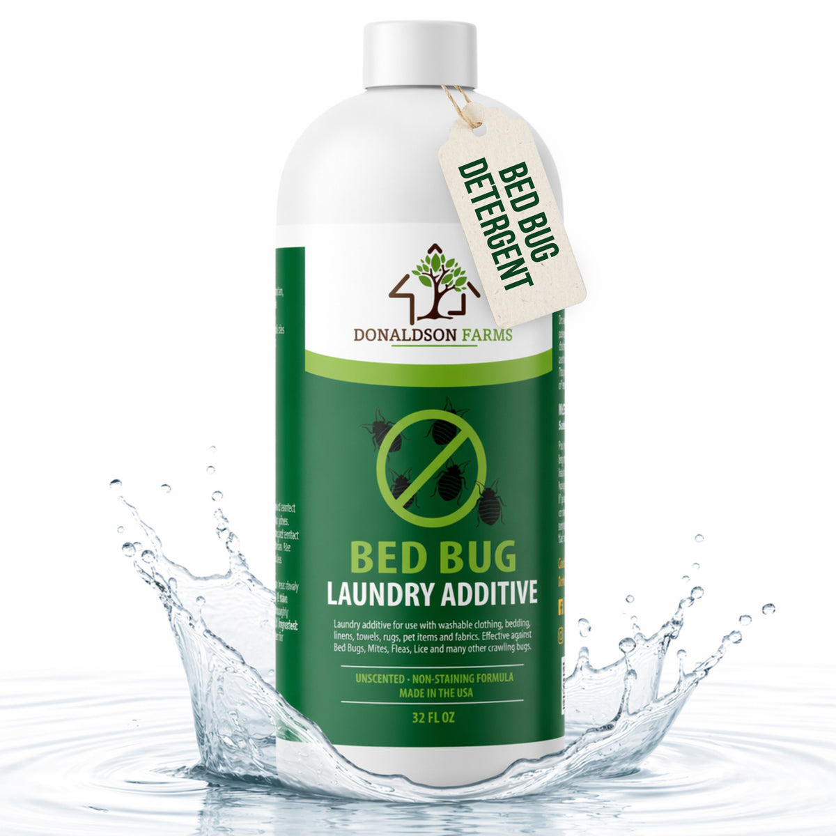 Donaldson Farms Bed Bug Laundry Additive, Unscented Pest Solution, 32oz